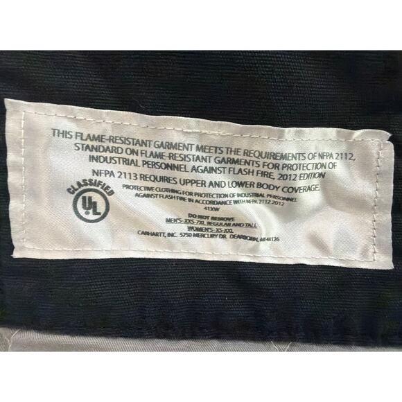 Carhartt FR 101625 Jacket Mens XL Black Quilt Lined Duck Coat Workwear NFPA 2112 - Picture 8 of 10